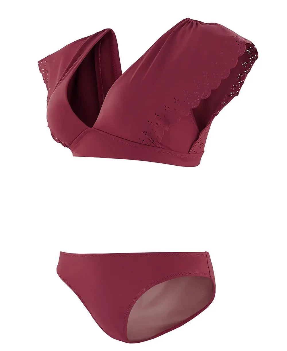 Bikini de grossesse Bloom bordeaux, Cache Cœur