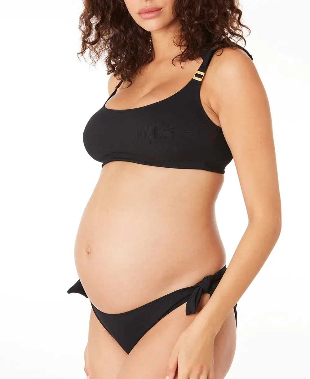 Bikini de grossesse porto vecchio noir, cache cœur