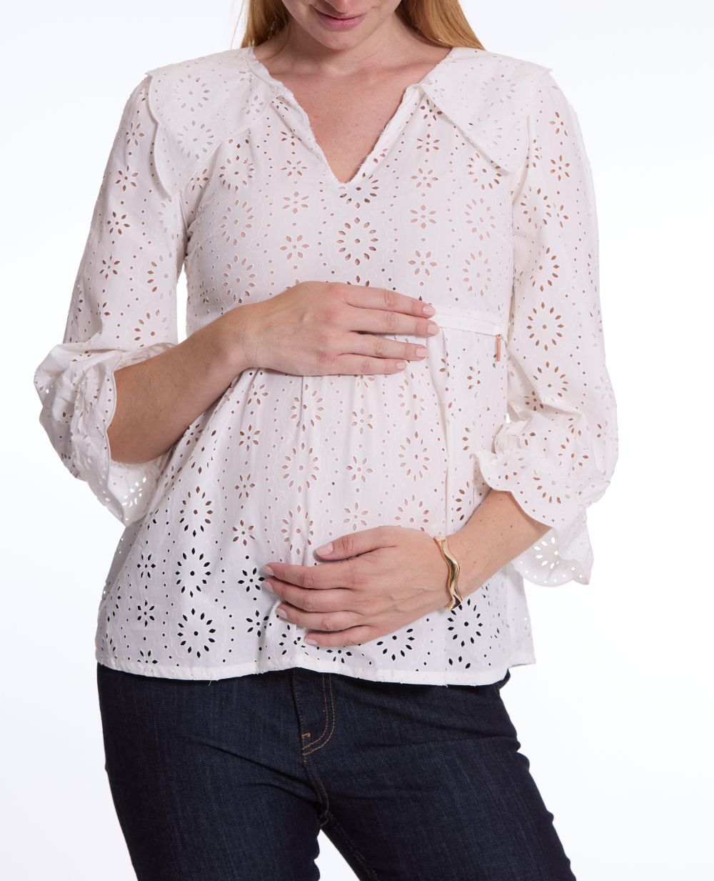 Blouse de grossesse et allaitement Clothilde - Blanc