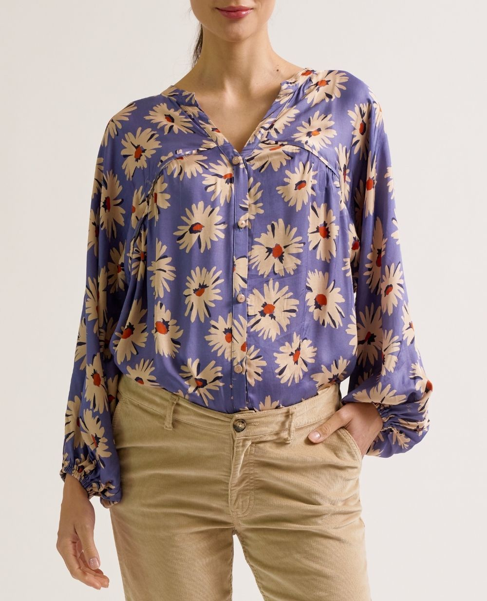 Blouse de grossesse et allaitement Madeleine bleuet