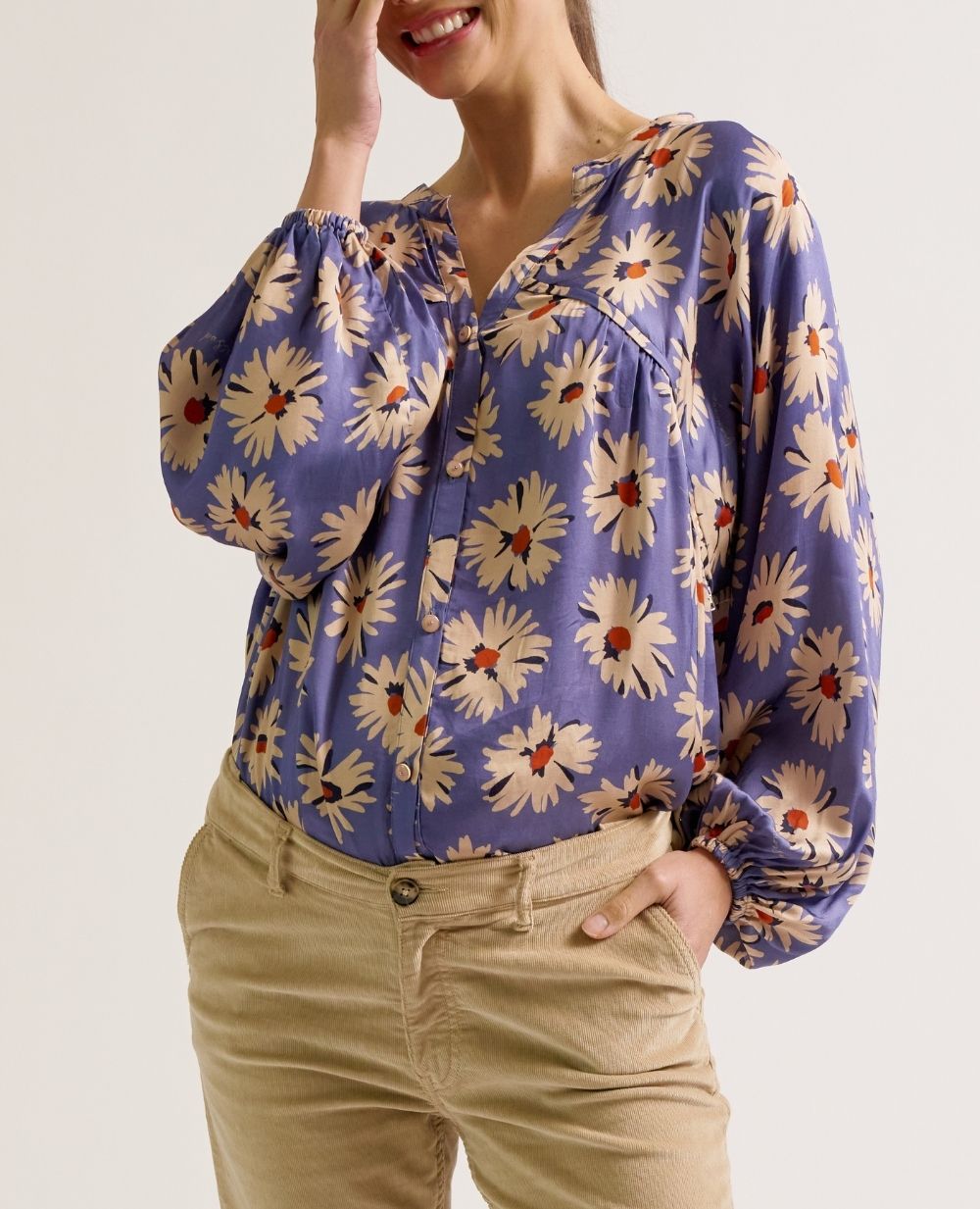 Blouse de grossesse et allaitement Madeleine bleuet
