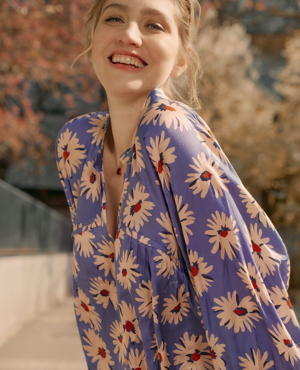Blouse de grossesse et allaitement Madeleine bleuet