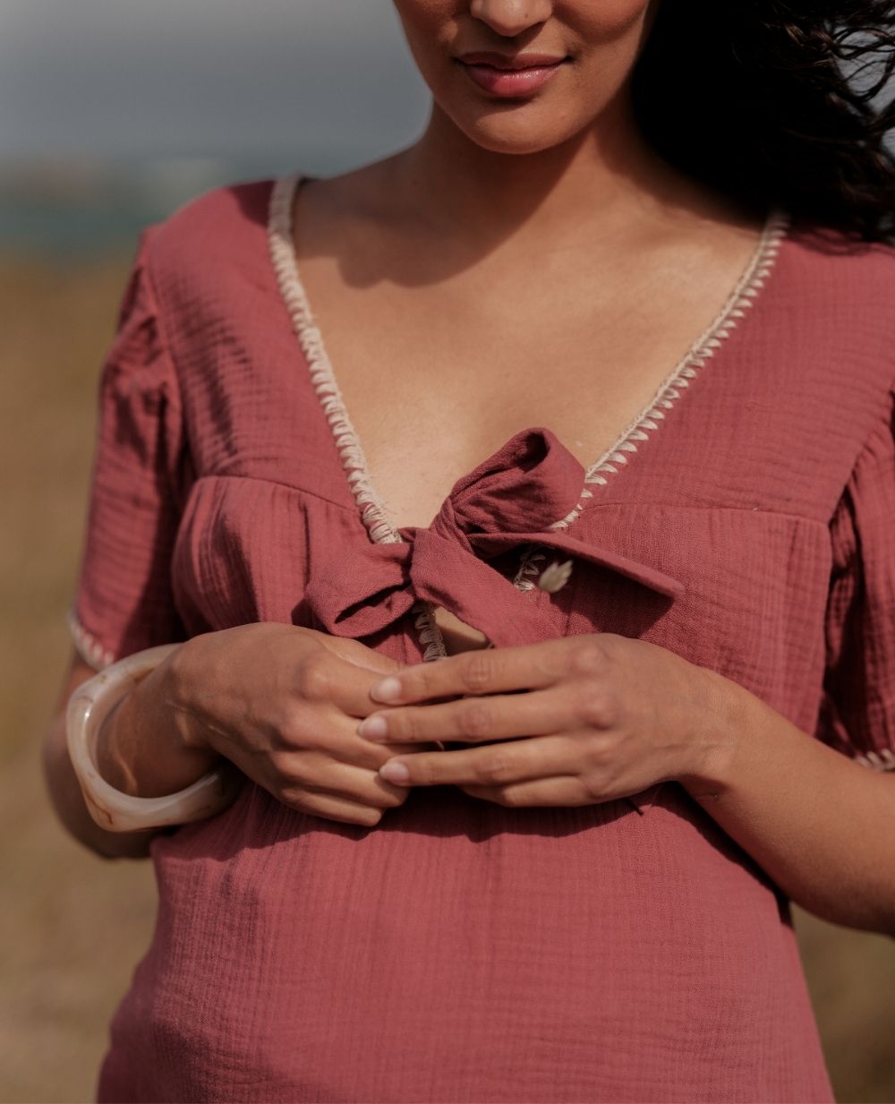Blusa e camicia per l'allattamento Soraya - Prune