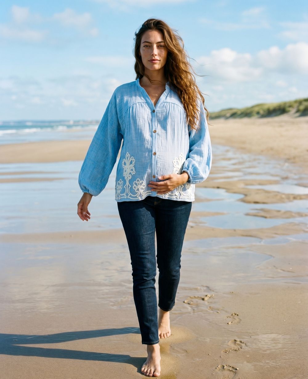 Blusa e camicia da allattamento Sarah - Bleu