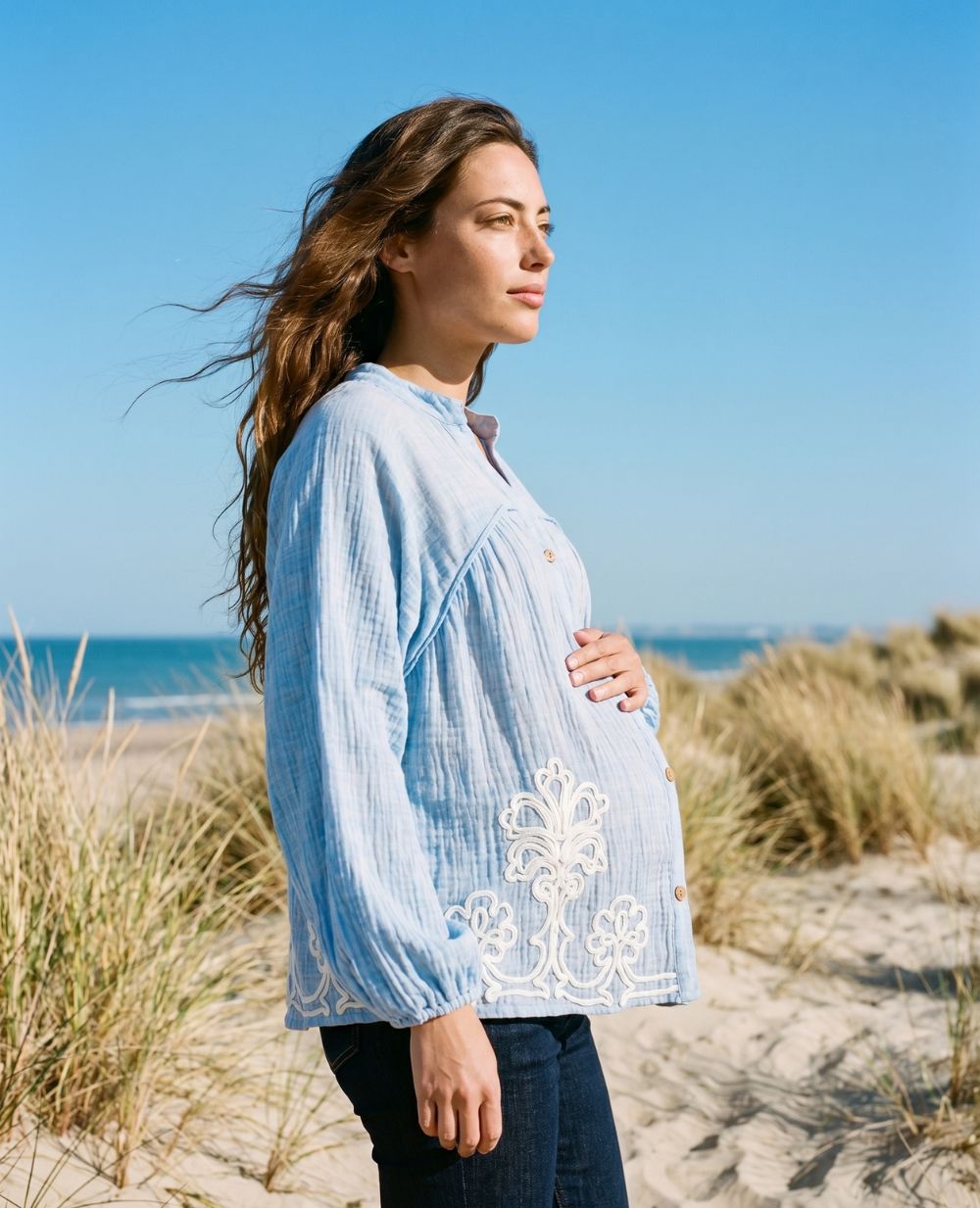 Blusa e camicia da allattamento Sarah - Bleu