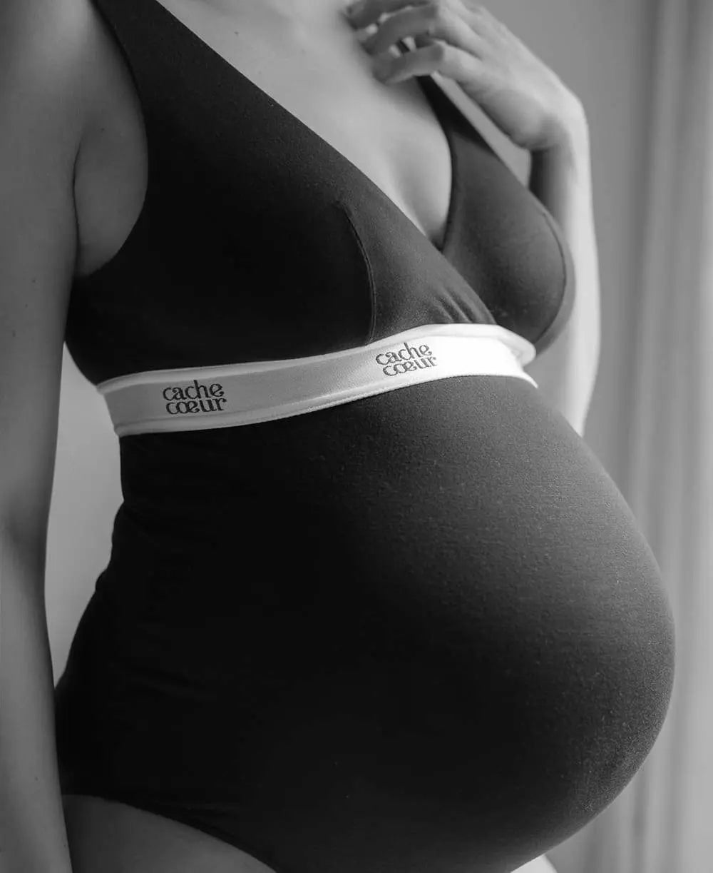 Body de maternité d’allaitement Life noir, Cache Cœur