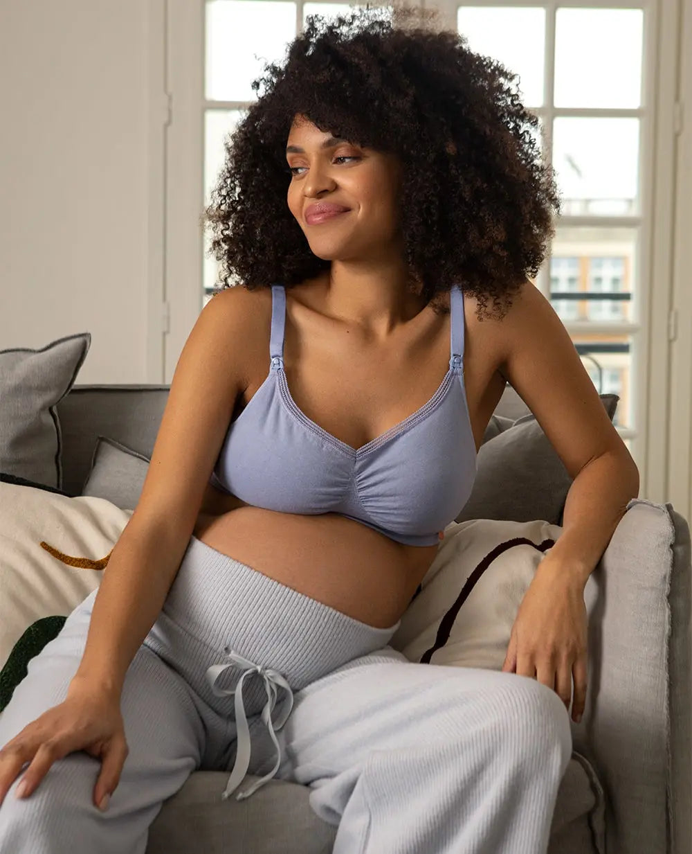 Brassière de grossesse et d’allaitement organic bleuet,