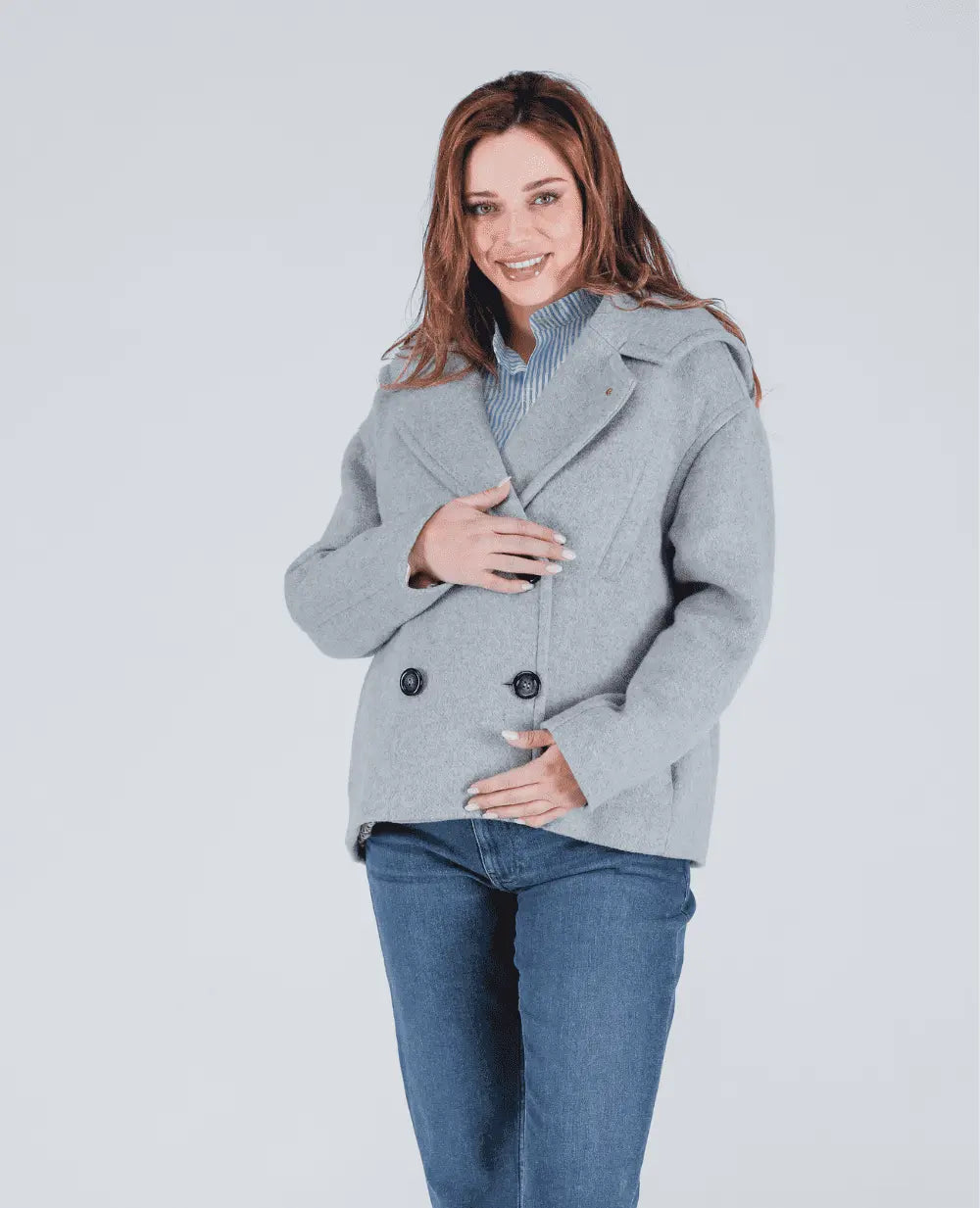 Caban de grossesse malo gris, cache cœur  #couleur_gris