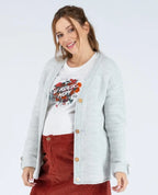 Cardigan de grossesse en maille abelha gris perle, cache