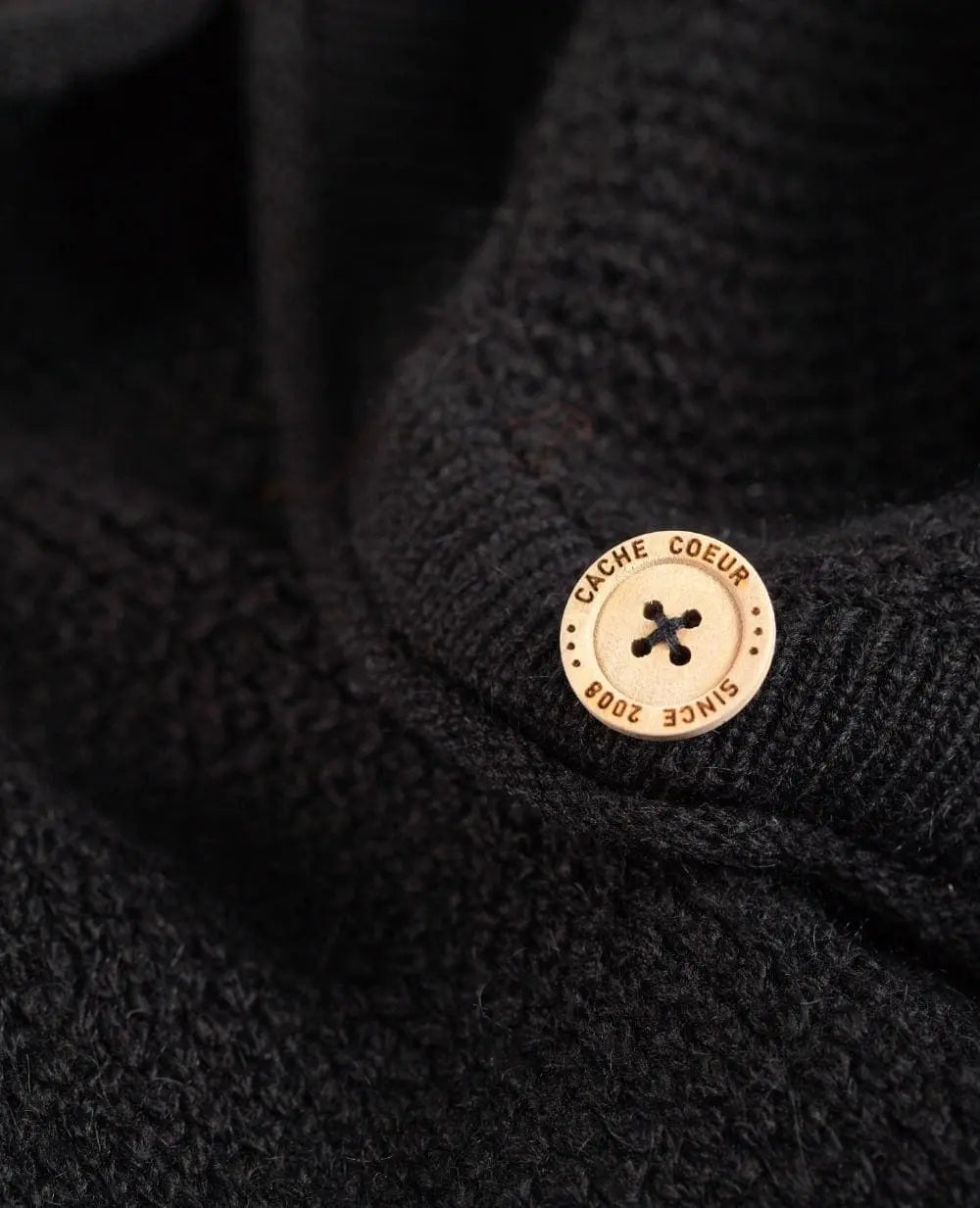 Cardigan de grossesse en maille abelha noir, cache cœur