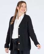 Cardigan de grossesse en maille abelha noir, cache cœur