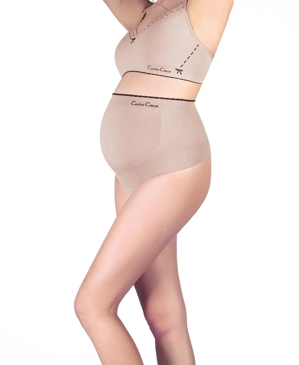 Ceinture de maintien grossesse illusion beige, cache cœur #couleur_beige