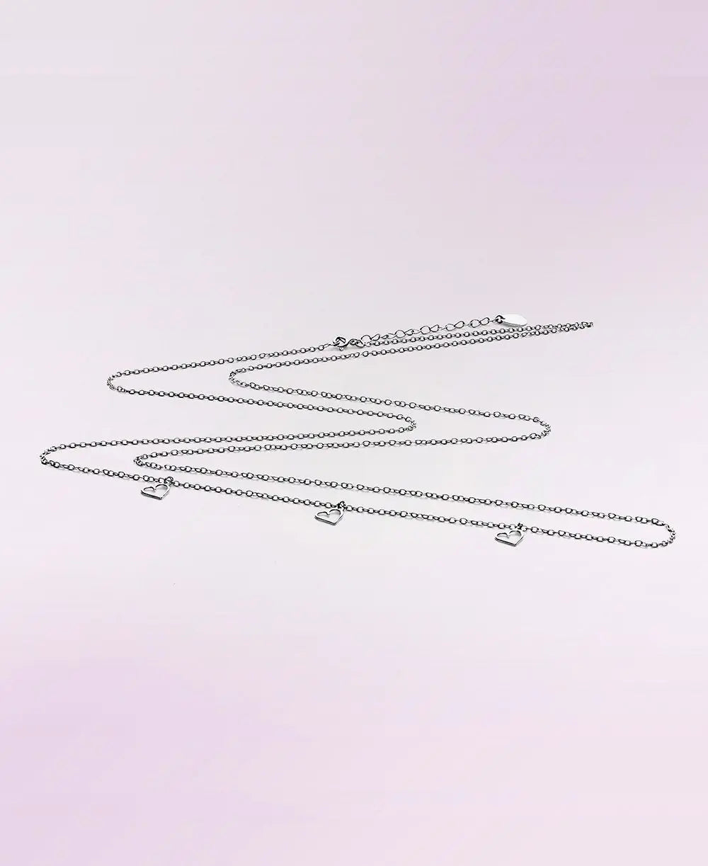 Chaine black rhodium pour bola grossesse, cache cœur