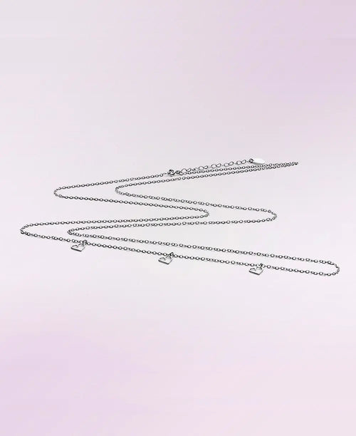 Chaine black rhodium pour bola grossesse, cache cœur