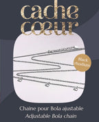 Chaine black rhodium pour bola grossesse, cache cœur