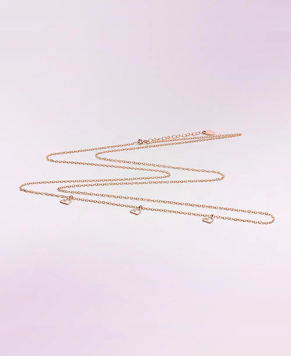 Chaine dorée à l’or rose pour bola grossesse, cache cœur