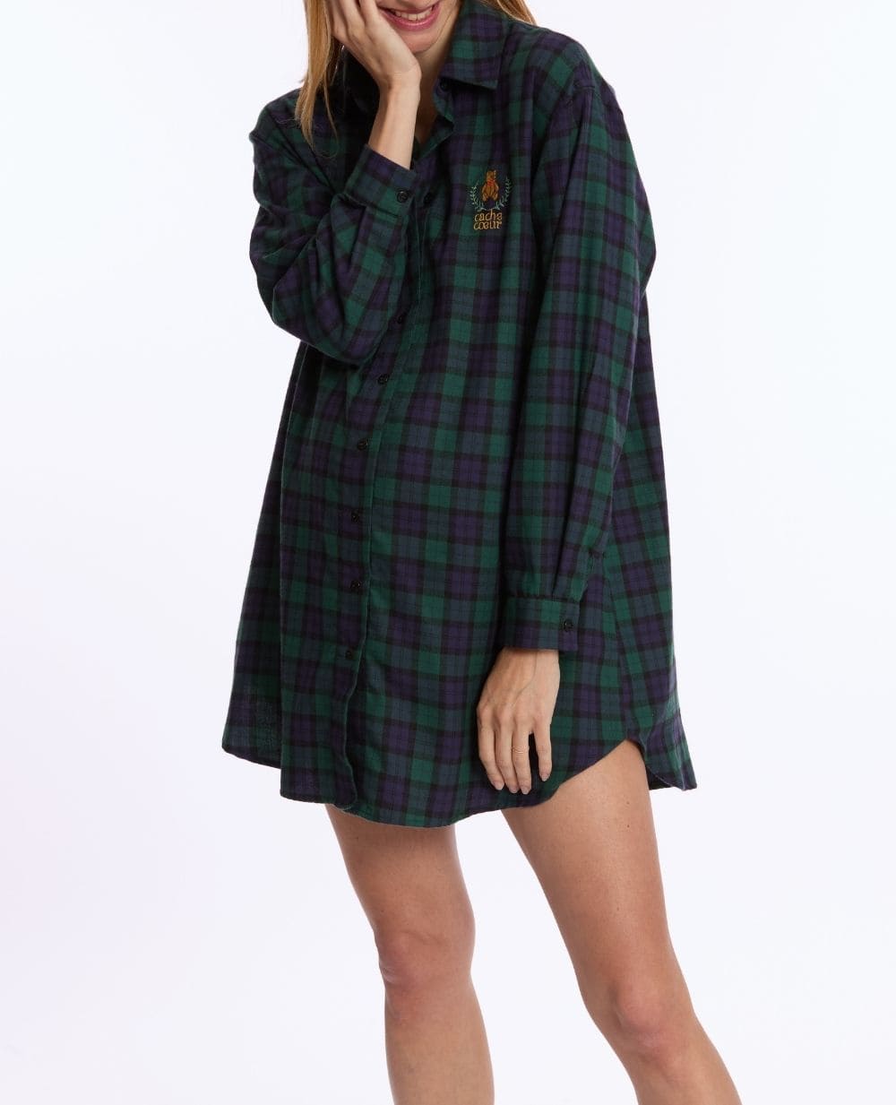 Camicia da notte premaman e per l'allattamento Teddy - Verde