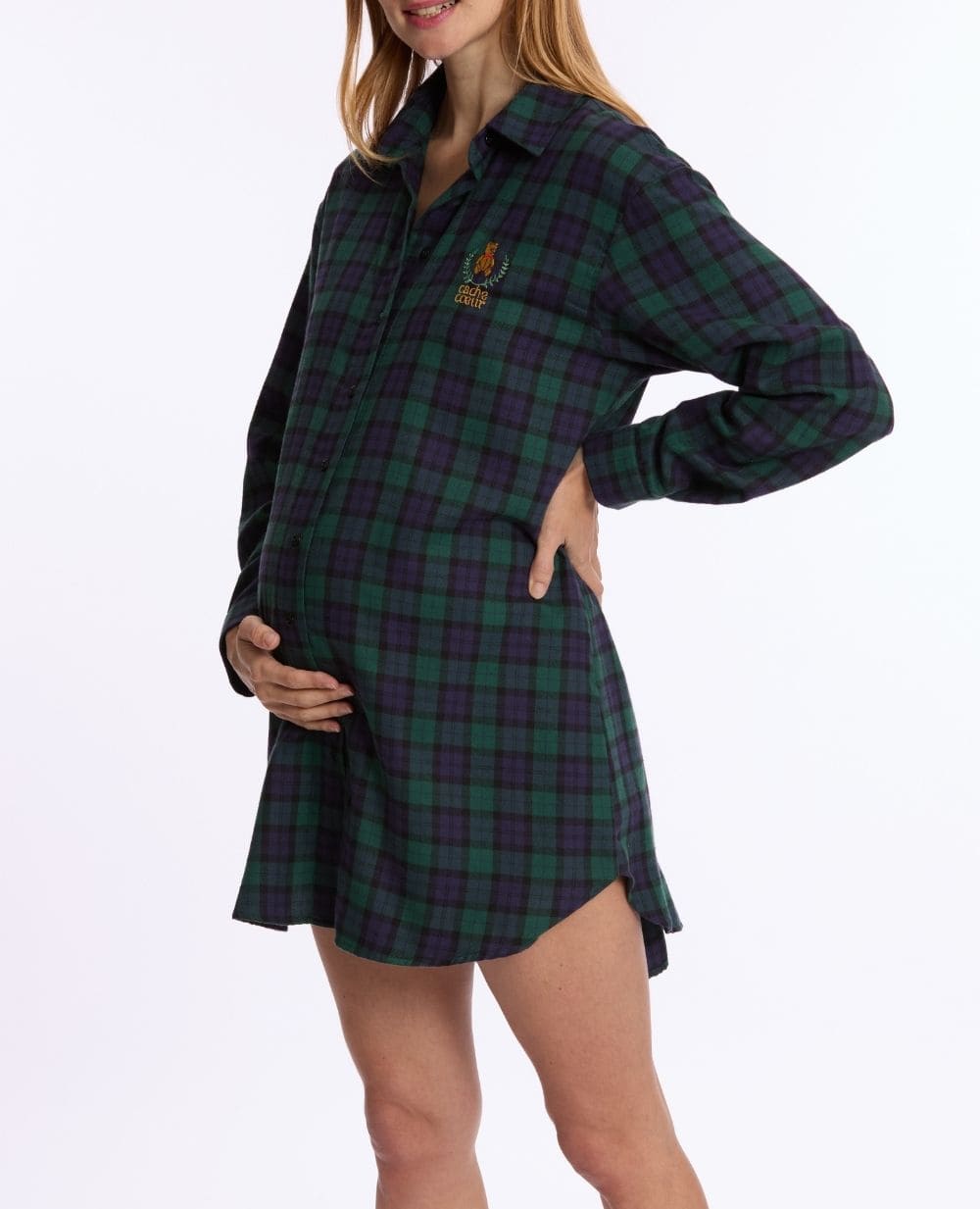 Camicia da notte premaman e per l'allattamento Teddy - Verde
