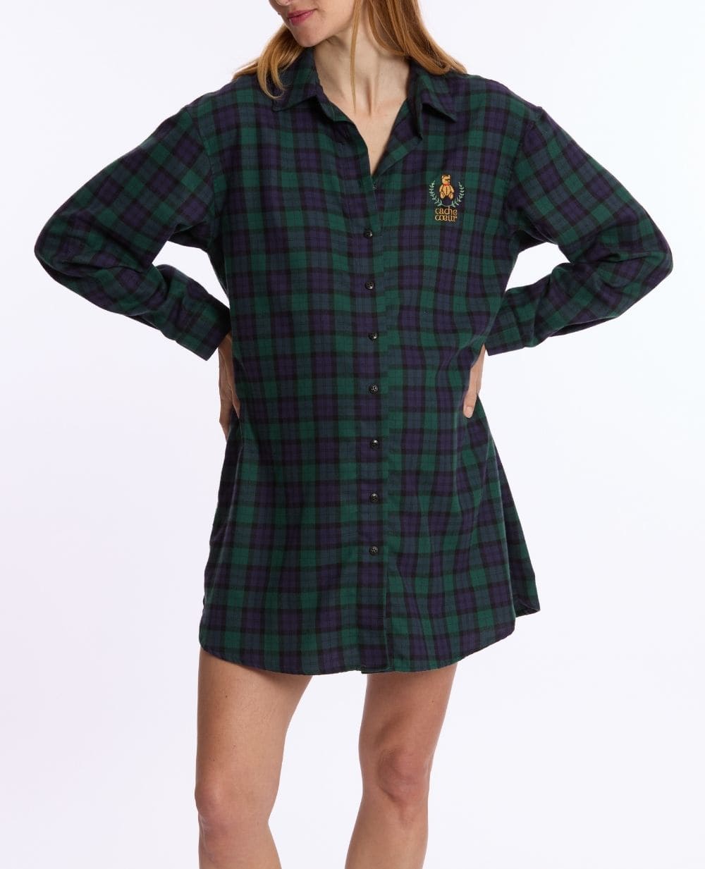 Camicia da notte premaman e per l'allattamento Teddy - Verde