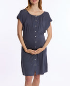 Camicia da notte premaman e per l'allattamento Louna - Blu notte