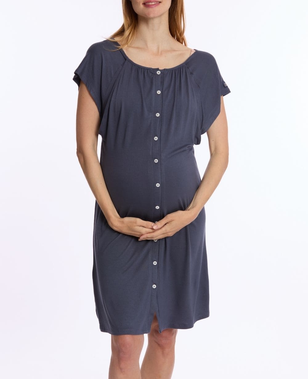 Chemise de nuit de maternité et d’allaitement Louna - Bleu nuit