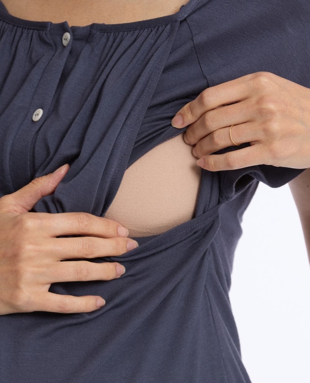 Chemise de nuit de maternité et d’allaitement Louna - Bleu nuit