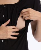 Camicia da notte premaman e per l'allattamento Louna - Nero
