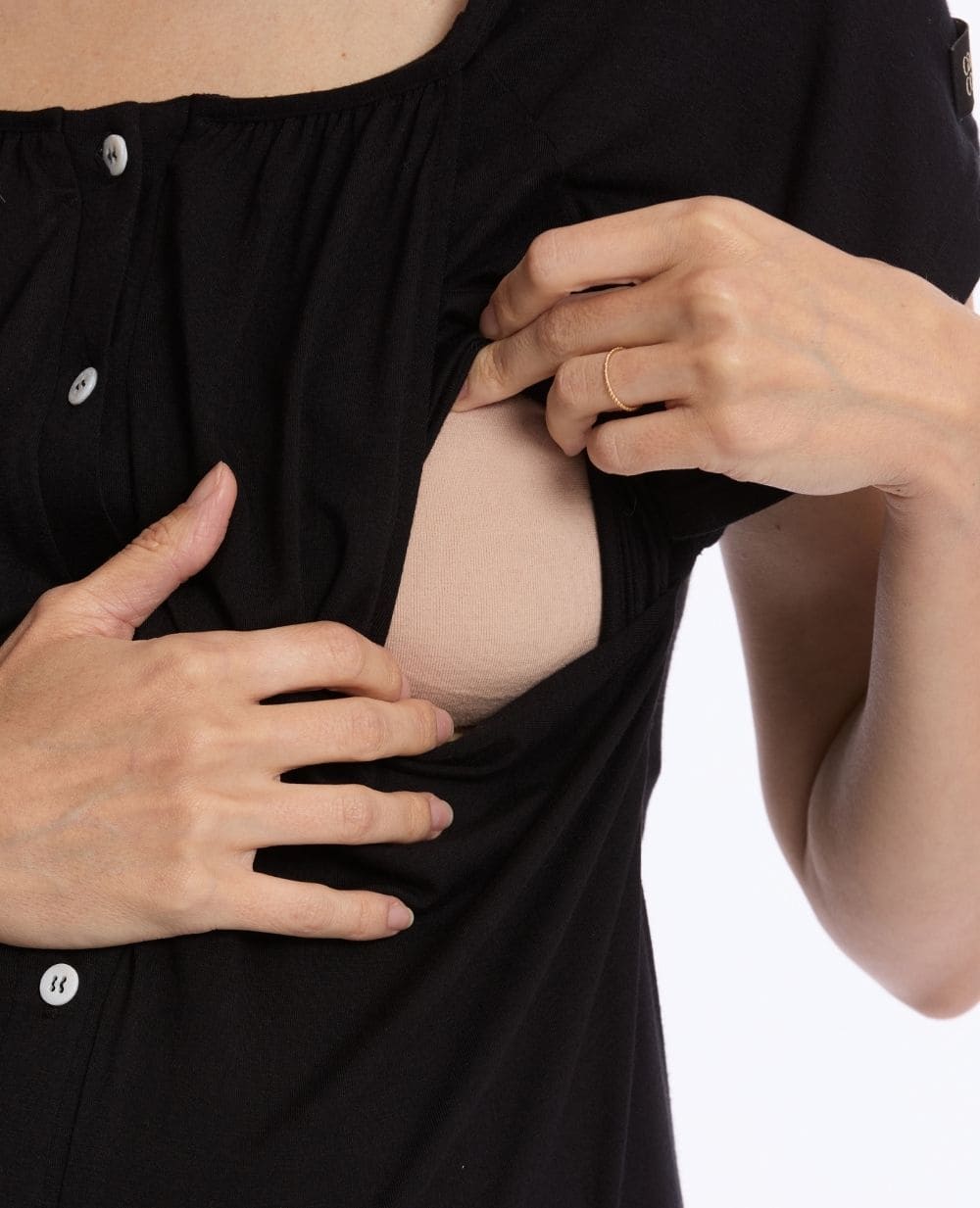 Chemise de nuit de maternité et d’allaitement Louna - Noir