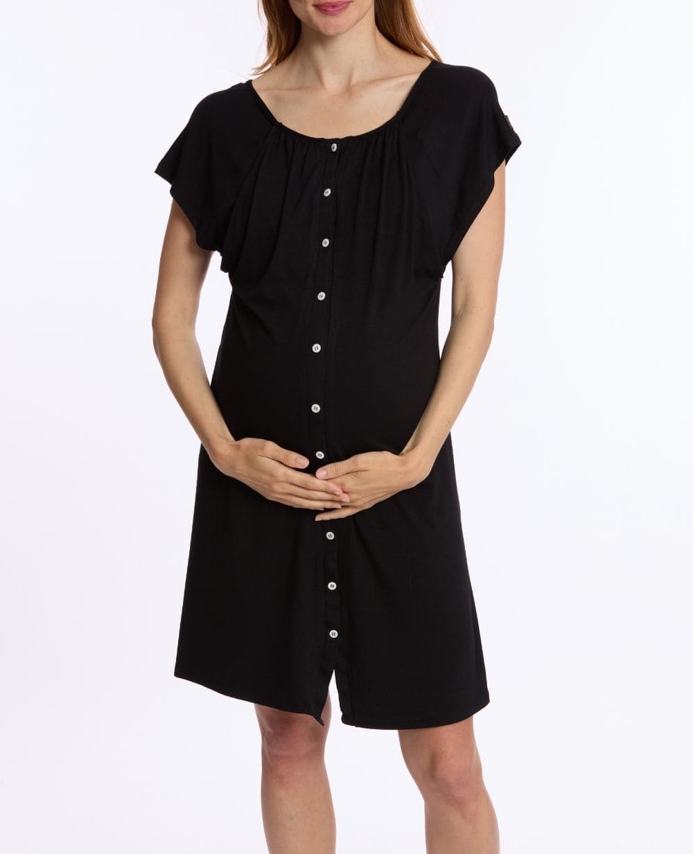 Chemise de nuit de maternité et d’allaitement Louna - Noir