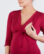 Chemise de nuit de maternité et d'allaitement Milk - Bordeaux