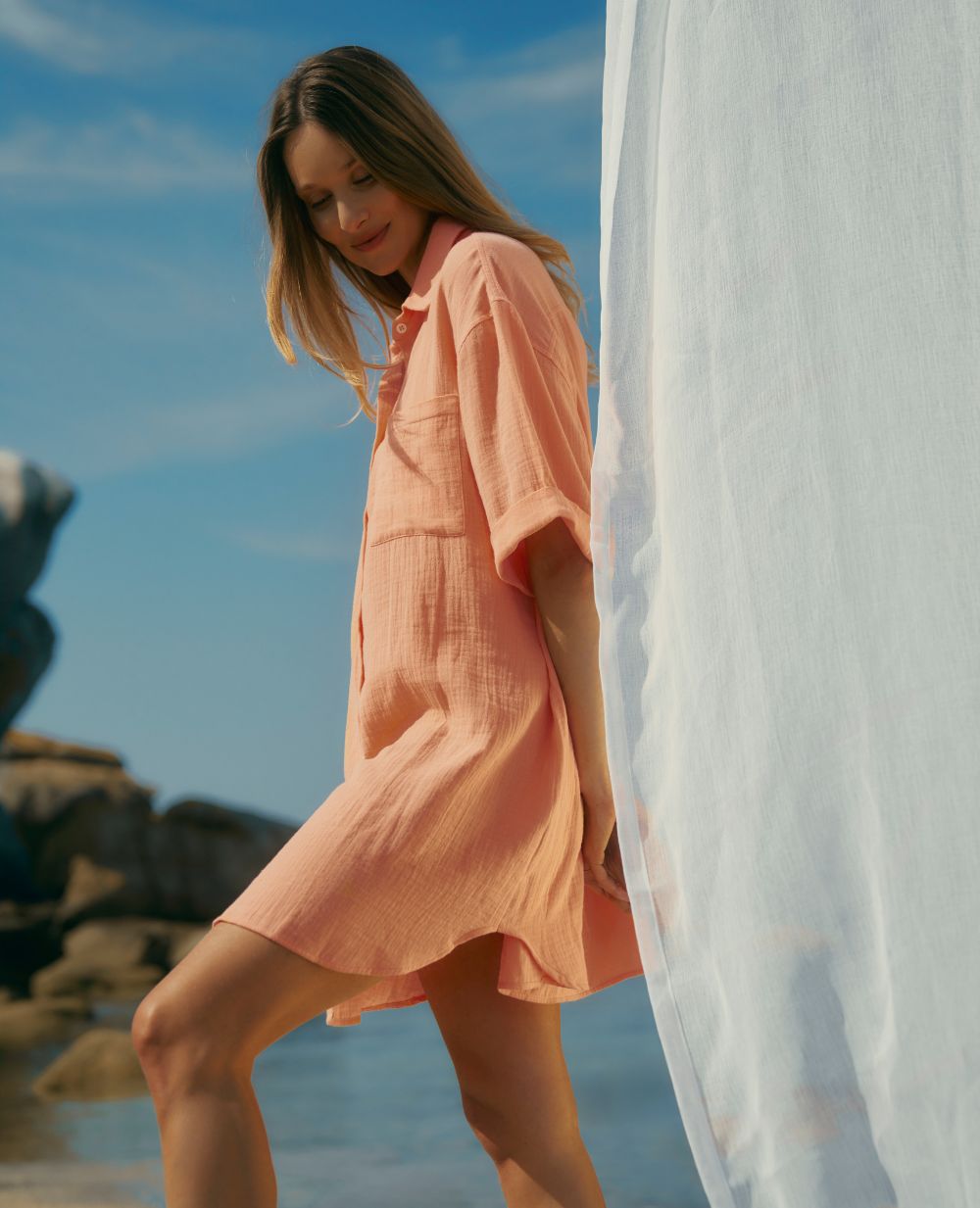 Camicia da notte premaman Ice cream - Albicocca