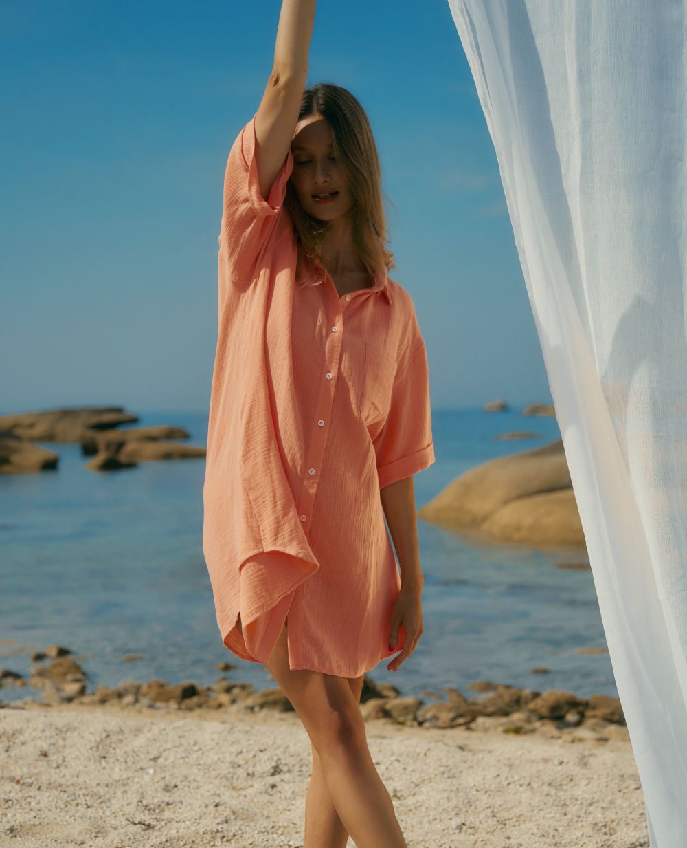 Camicia da notte premaman Ice cream - Albicocca
