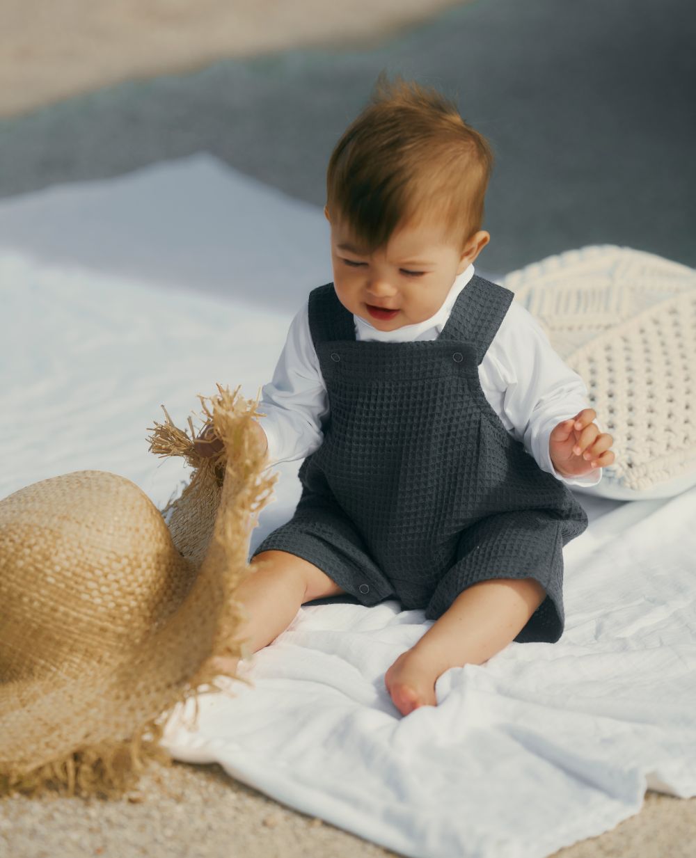 Combinaison bébé nid d'abeille Mini Maya - Anthracite