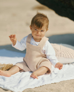 Combinaison bébé nid d'abeille Mini Maya - Beige