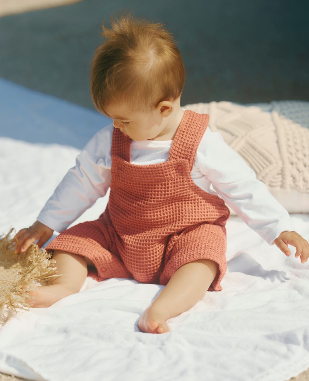 Combinaison bébé nid d'abeille Mini Maya - Terracota