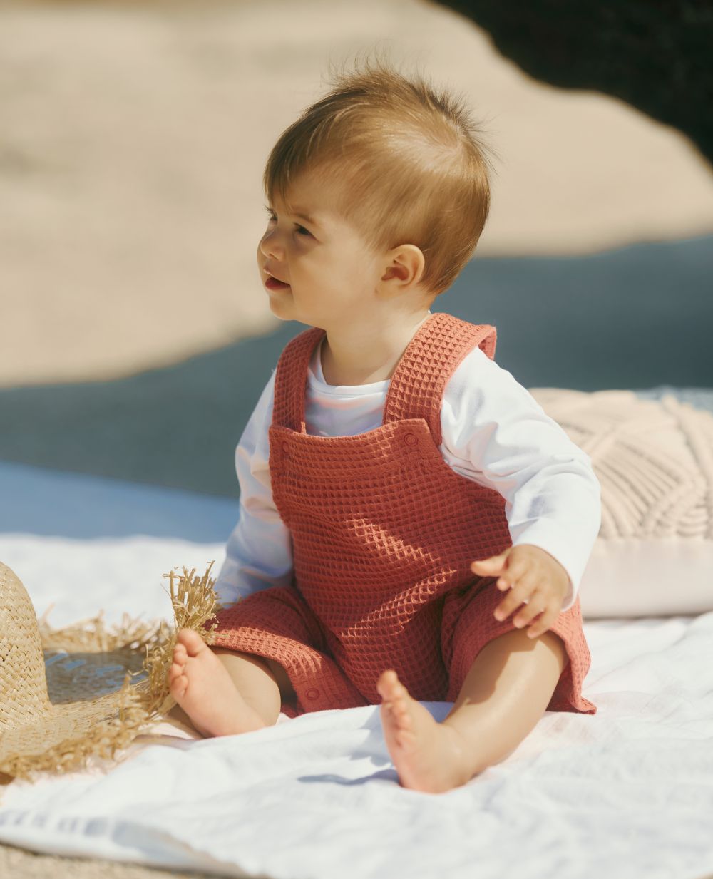 Combinaison bébé nid d'abeille Mini Maya - Terracota