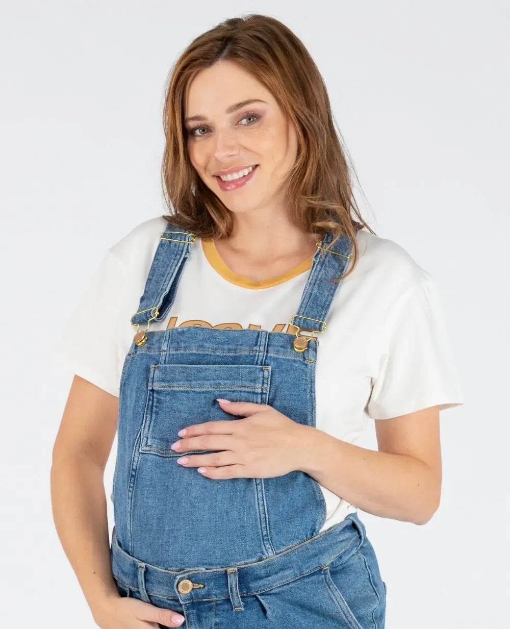 Haut de salopette en jean charlie mid blue, cache cœur