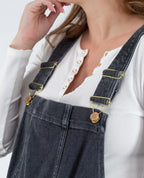 Haut de salopette en jean fisher gris used, cache cœur