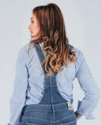 Haut de salopette en jean fisher mid blue used, cache cœur