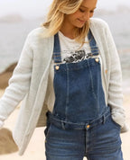 Haut de salopette en jean fisher mid blue used, cache cœur