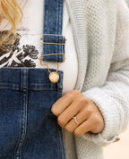 Haut de salopette en jean fisher mid blue used, cache cœur