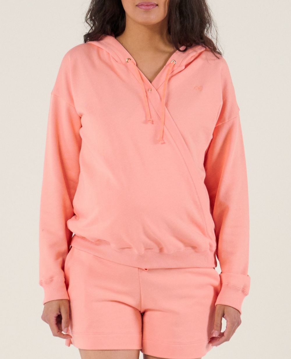 Coconut Maternity and Nursing Hoodie - Apricot