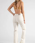 Jean de grossesse flare sabrina beige, cache cœur