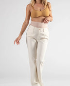 Jean de grossesse flare sabrina beige, cache cœur