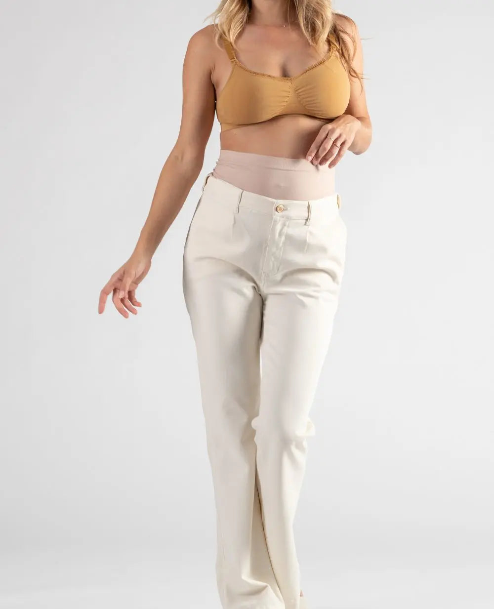 Jean de grossesse flare sabrina beige, cache cœur