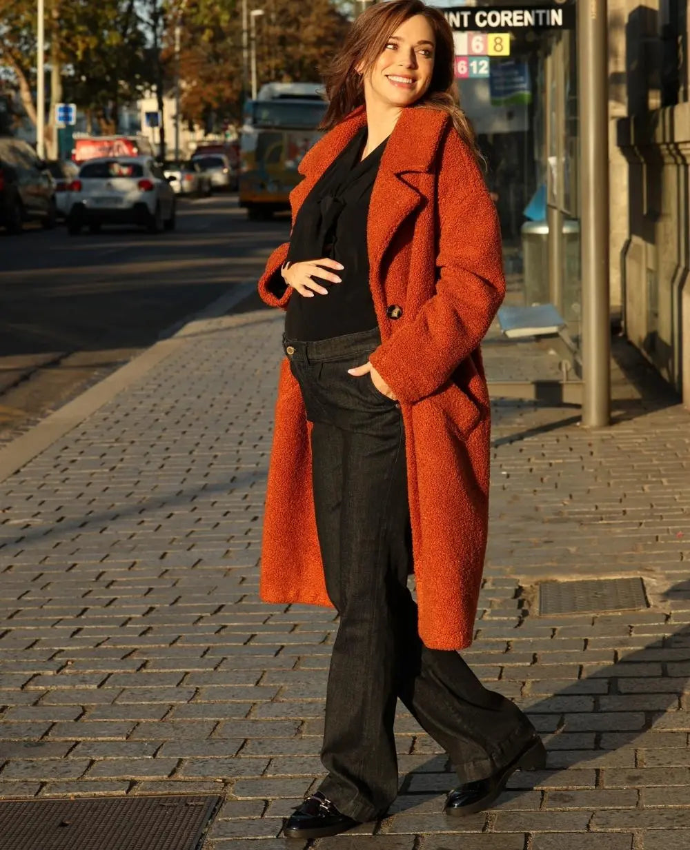 Jean de grossesse flare sabrina noir, cache cœur