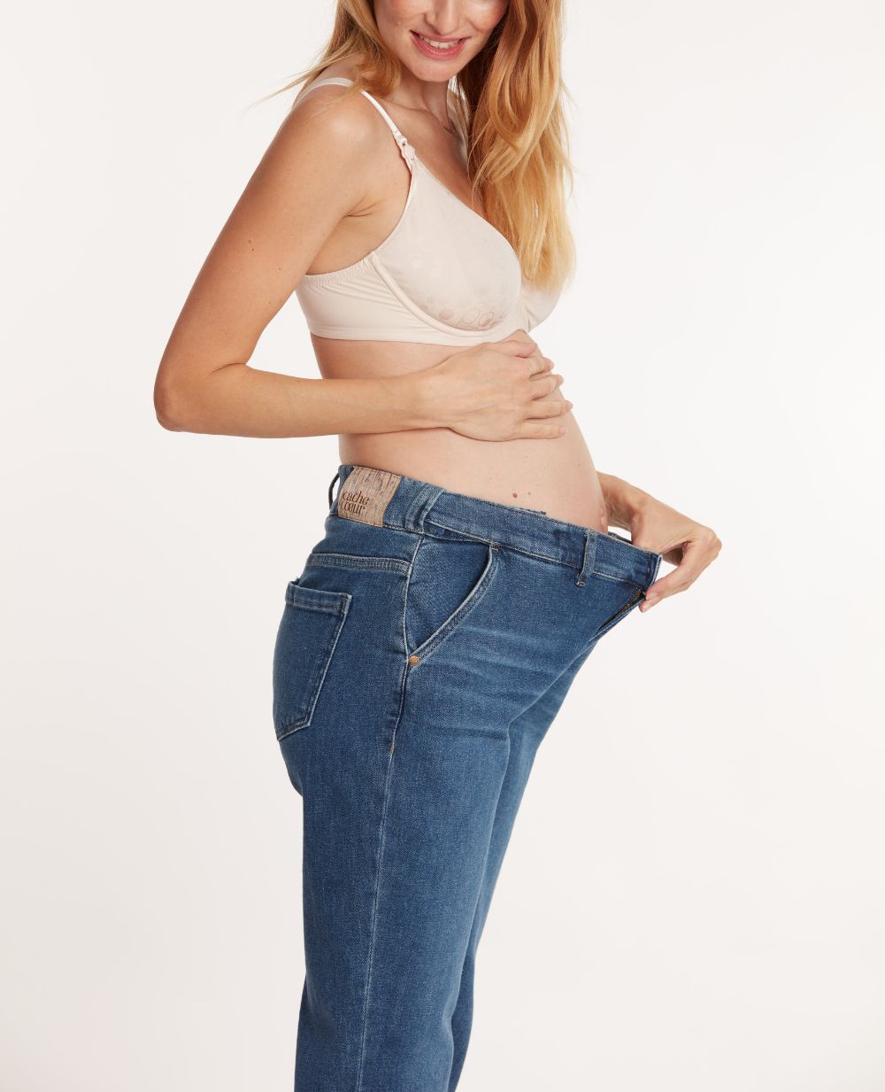Mom pregnancy jeans made Carrie Mid Blue Used Cache – Cache Cœur