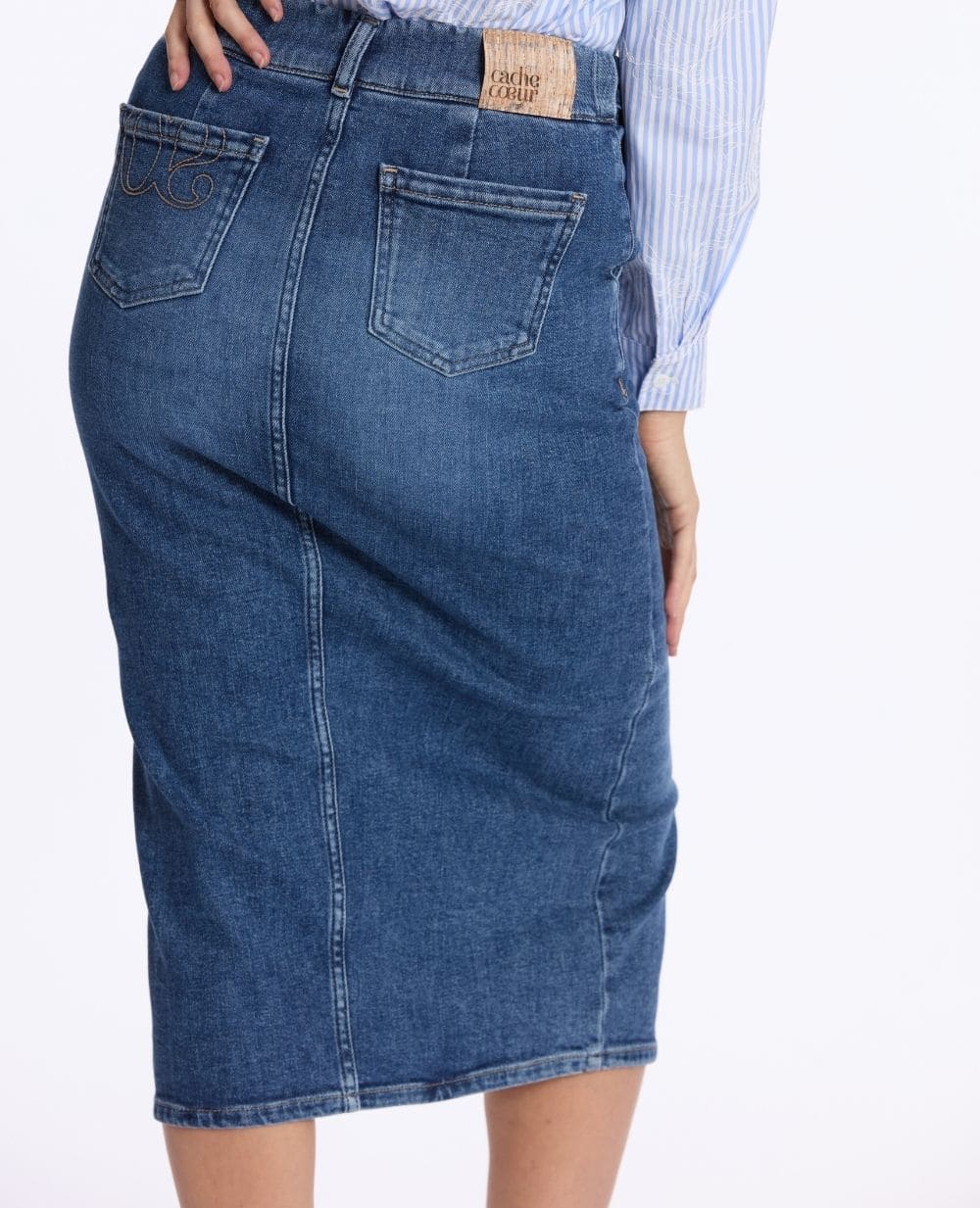 Emma Maternity Pencil Skirt - Mid Blue