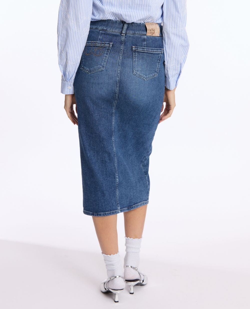 Emma Maternity Pencil Skirt - Mid Blue