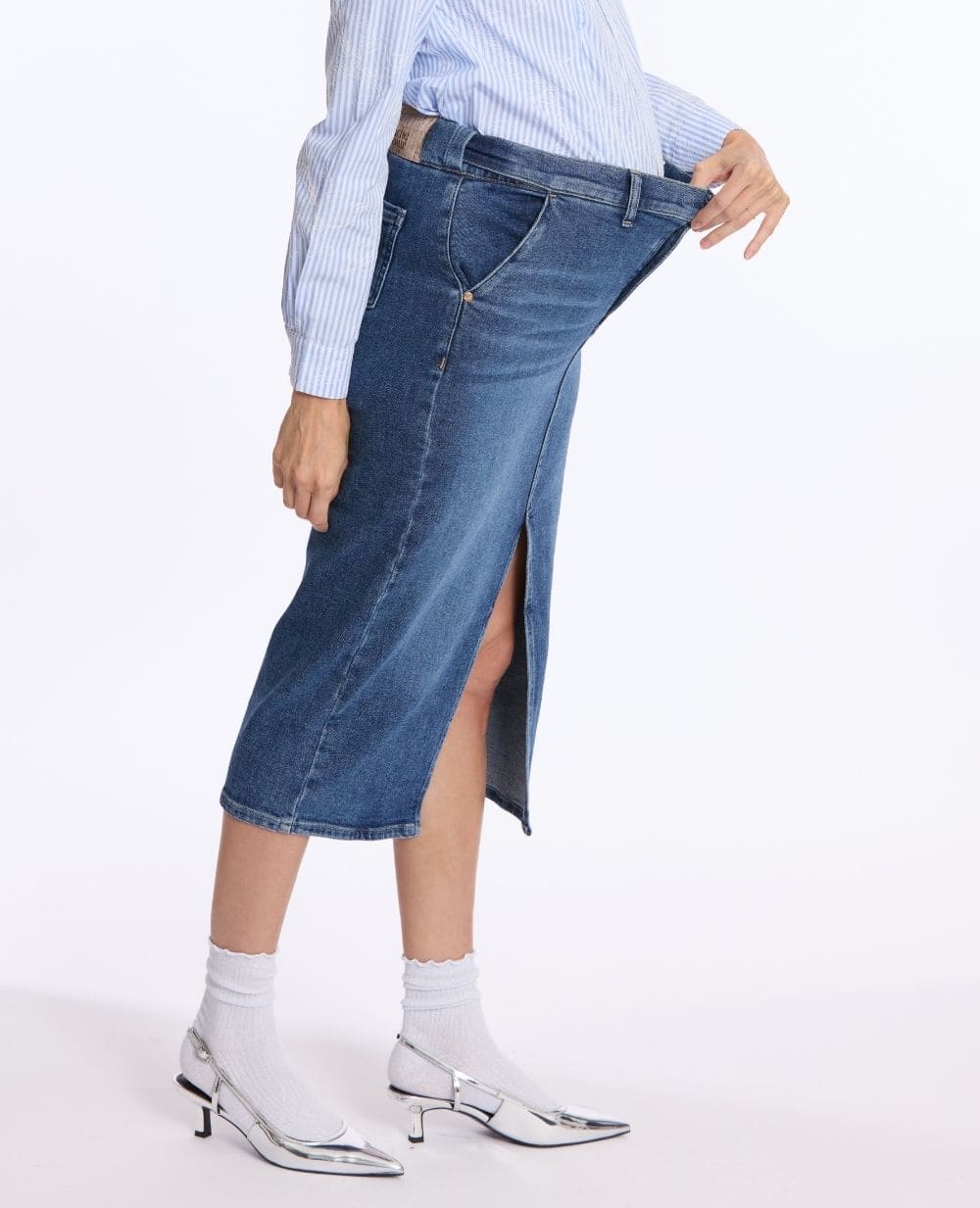 Emma Maternity Pencil Skirt - Mid Blue